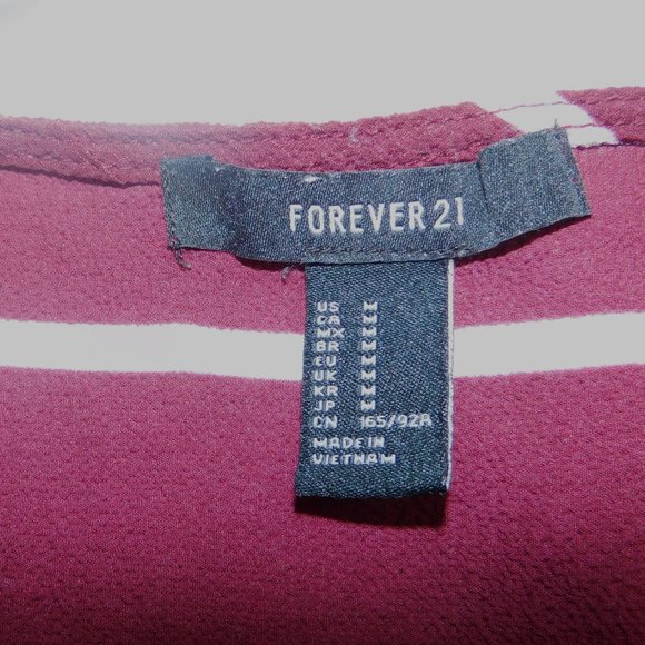 Forever 21 Blouse maroon stripped size M - Picture 2 of 5